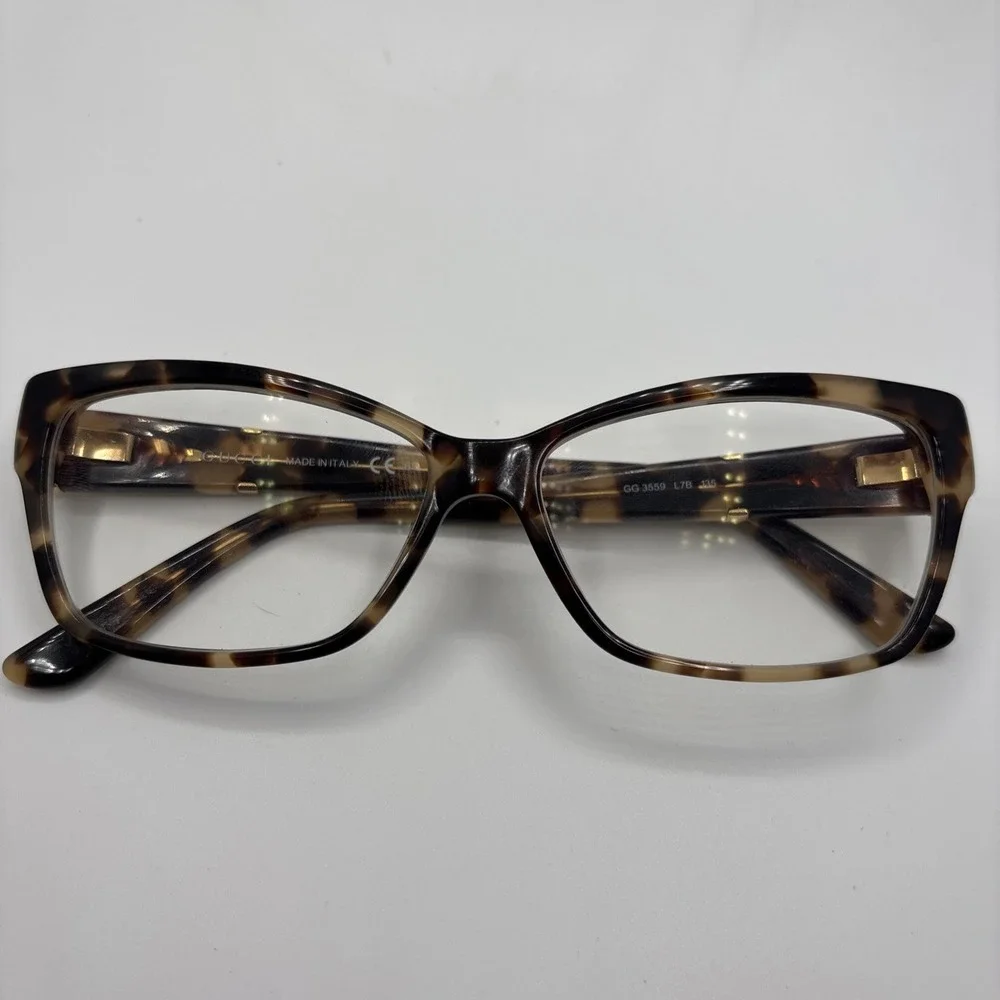 Gucci GG 3559 L7B Tortoise Brown White Ivory Eyeglass Frame 53-14 135 Italy #491